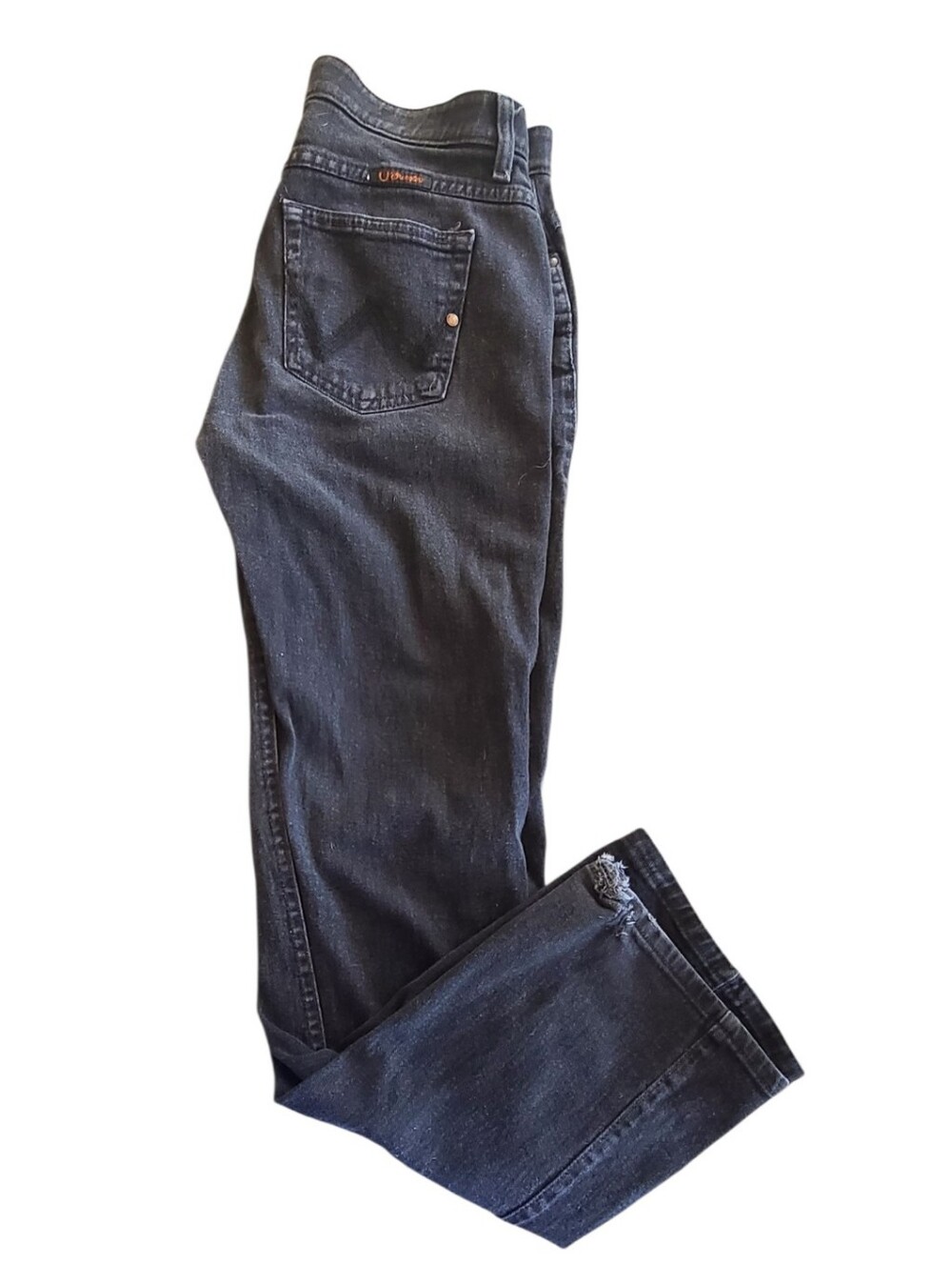 Q-baby Wrangler Black Jeans No Gap Waist Boot Cut 9/10 X 34 Riding Jean